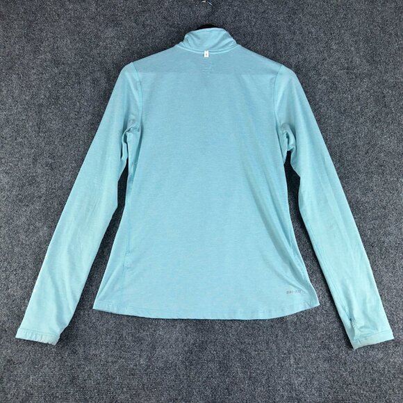 Nike Running Top Womens Small 1/4 Zip Dri Fit Blue Stretch Thumb Holes - Picture 8 of 11